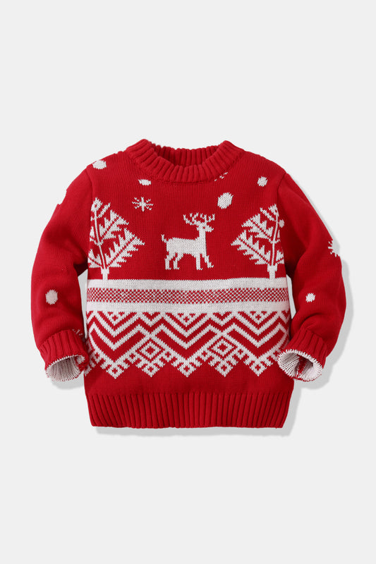 Kids Christmas Reindeer Double-Layered Sweater