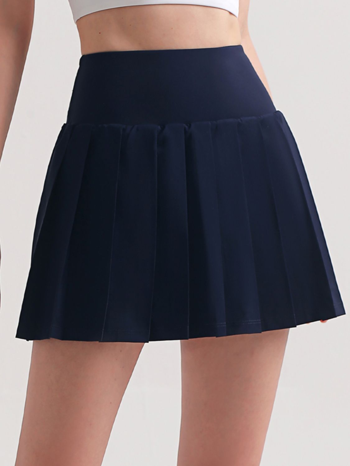 Pleated Elastic Waistband Sports Skirt